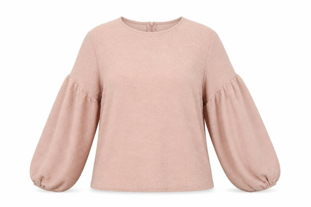 H&M Womens Beige  Polyester Basic Blouse Size L Crew Neck