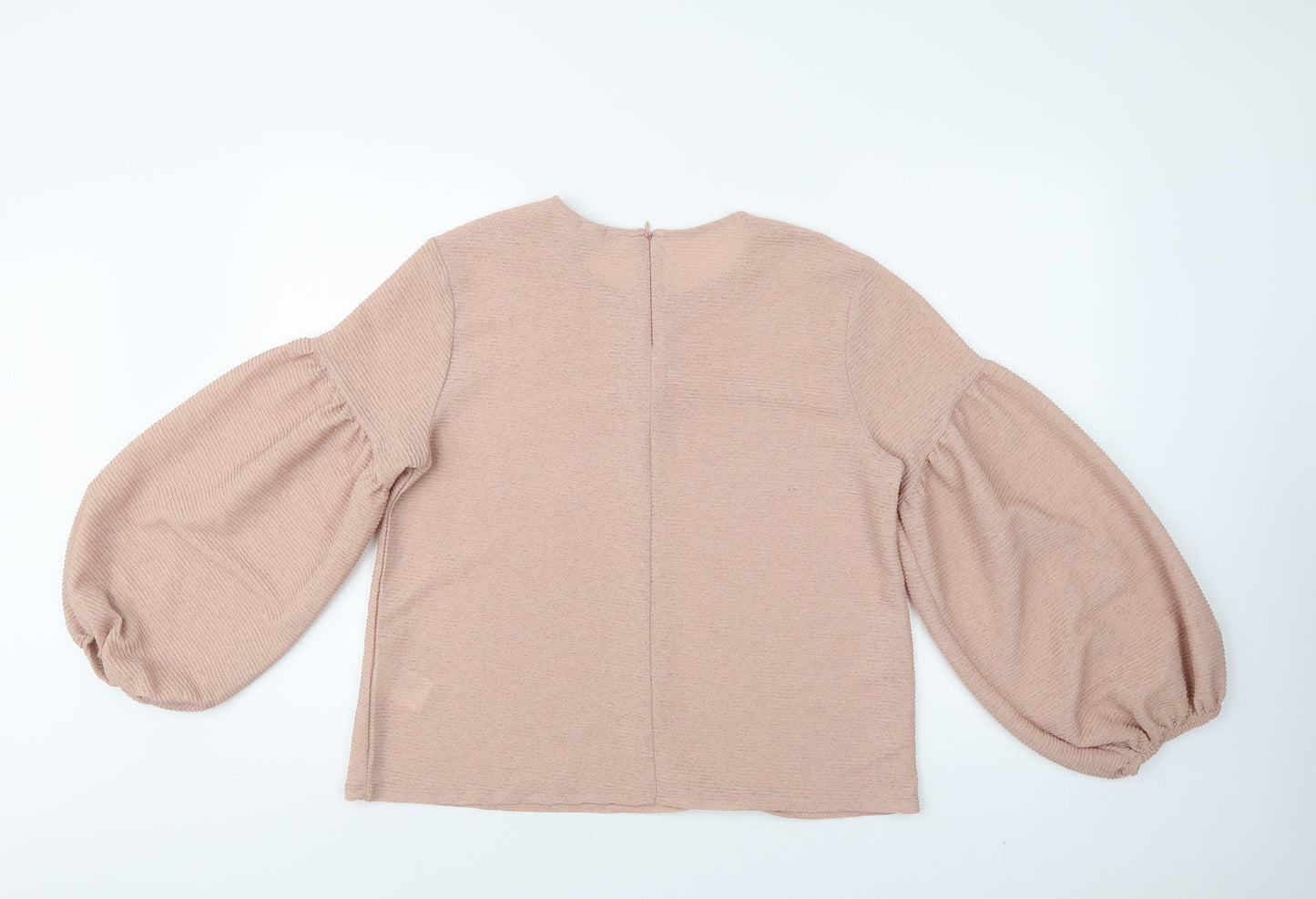 H&M Womens Beige  Polyester Basic Blouse Size L Crew Neck