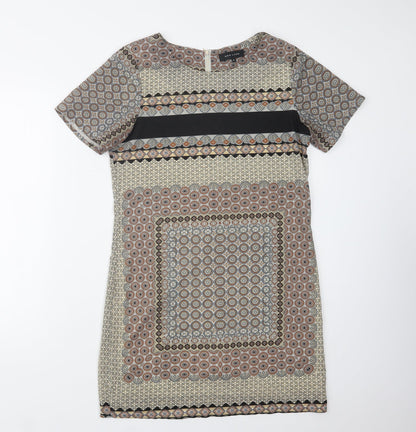 Preloved New Look Womens Multicoloured Paisley Polyester Shift  Size 8  Crew Neck Zip - Front