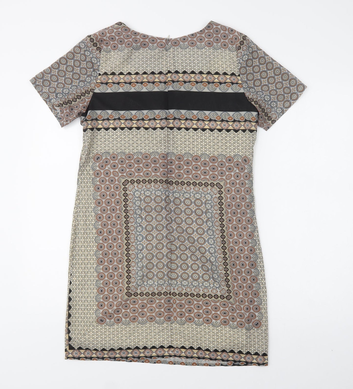 New Look Womens Multicoloured Paisley Polyester Shift  Size 8  Crew Neck Zip