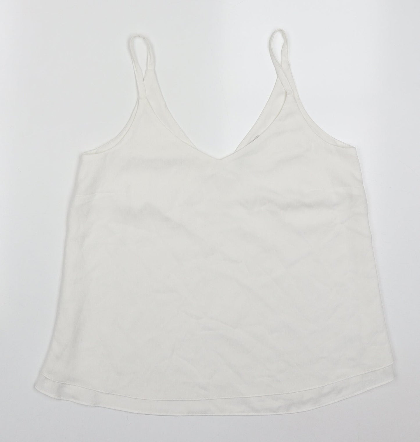 George Womens White  Polyester Basic Tank Size 10 V-Neck