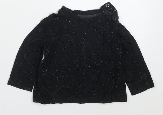 F&F Boys Black  Cotton Basic T-Shirt Size 3-6 Months Crew Neck Pullover