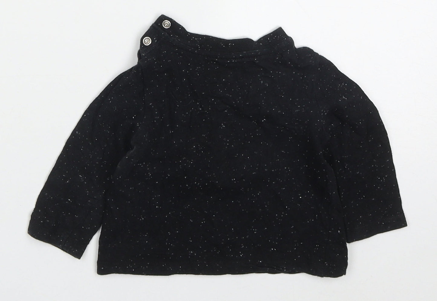 F&F Boys Black  Cotton Basic T-Shirt Size 3-6 Months Crew Neck Pullover