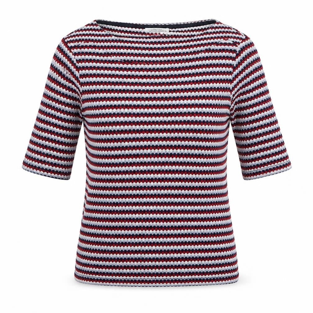 Zara Womens Red Geometric Polyester Basic T-Shirt Size M Off the Shoulder - Blue