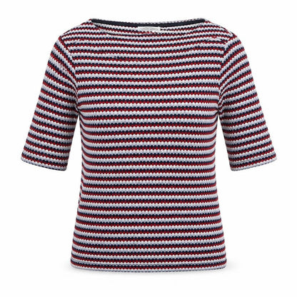 Zara Womens Red Geometric Polyester Basic T-Shirt Size M Off the Shoulder - Blue