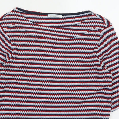 Zara Womens Red Geometric Polyester Basic T-Shirt Size M Off the Shoulder - Blue