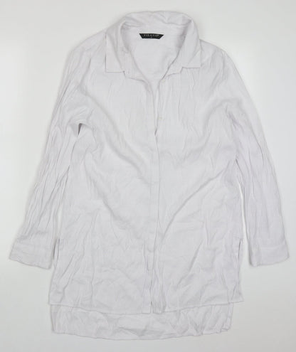 Viz A Viz Womens White  Polyester Basic Button-Up Size S Collared