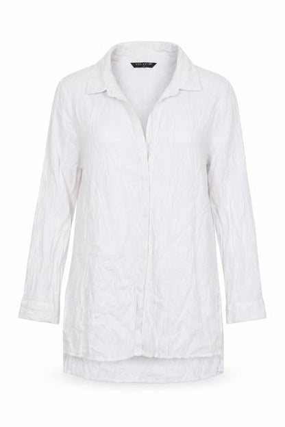 Viz A Viz Womens White  Polyester Basic Button-Up Size S Collared
