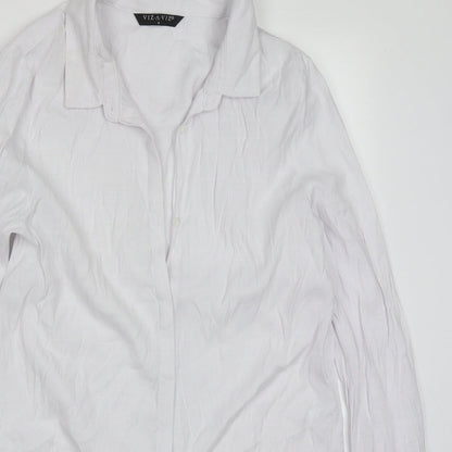 Viz A Viz Womens White  Polyester Basic Button-Up Size S Collared