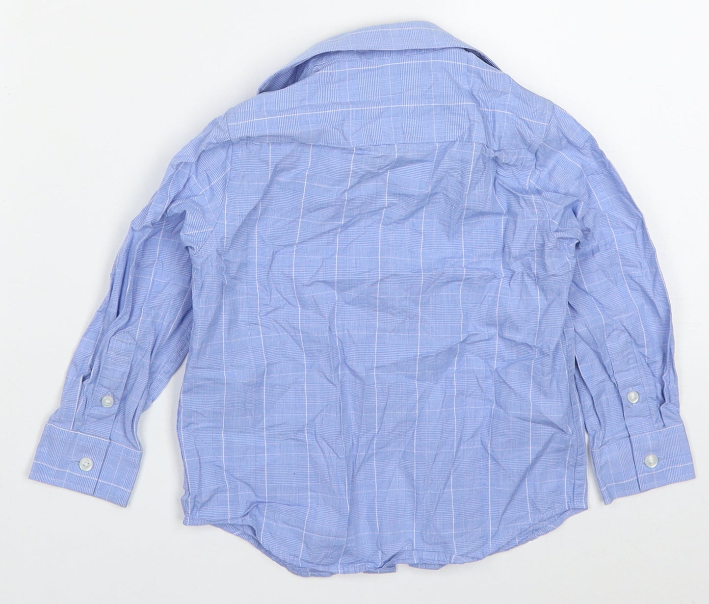 NEXT Boys Blue Check Cotton Basic Button-Up Size 3 Years Collared Button