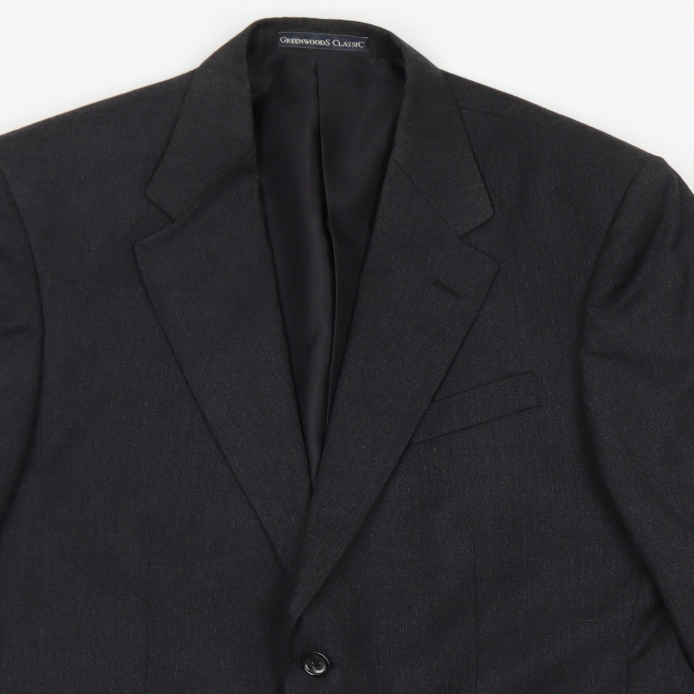 Greenwoods Classic Mens Grey  Wool Jacket Blazer Size 42