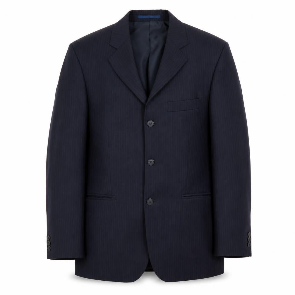 Pinstripe Mens Blue Striped Polyester Jacket Blazer Size 38
