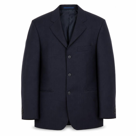 Pinstripe Mens Blue Striped Polyester Jacket Blazer Size 38