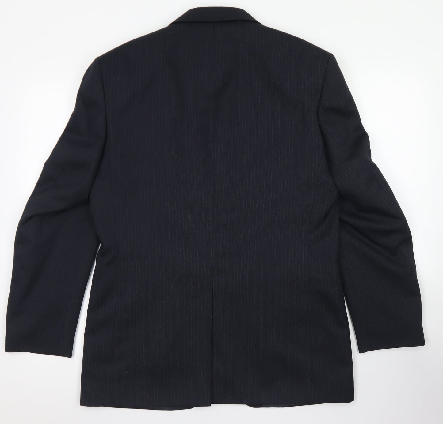 Pinstripe Mens Blue Striped Polyester Jacket Blazer Size 38