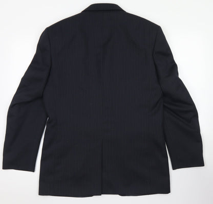 Pinstripe Mens Blue Striped Polyester Jacket Blazer Size 38