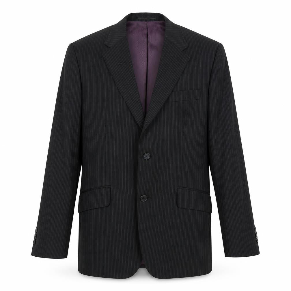 George Mens Black Striped Polyester Jacket Blazer Size 38