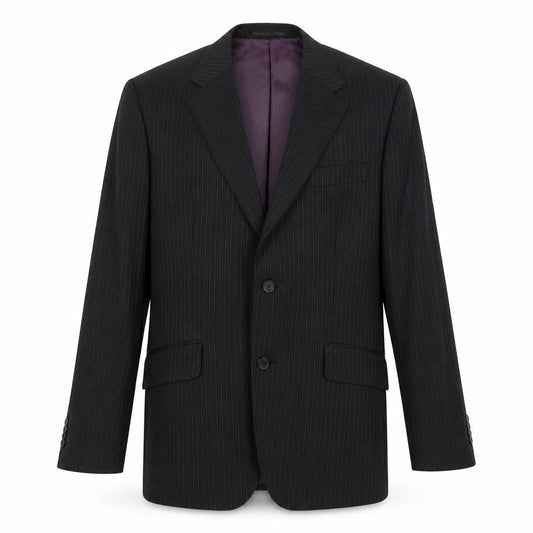 George Mens Black Striped Polyester Jacket Blazer Size 38