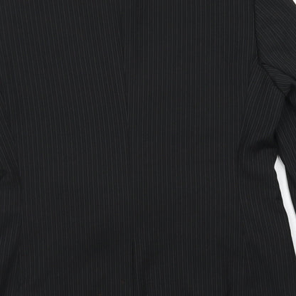 George Mens Black Striped Polyester Jacket Blazer Size 38
