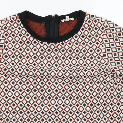 River Island Womens Ivory Argyle/Diamond Polyester Basic Blouse Size 10 Crew Neck