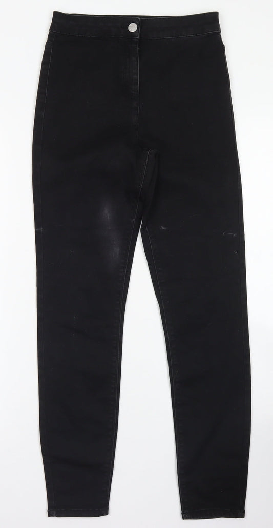 Papaya Womens Black  Cotton Skinny Jeans Size 8 L27 in Regular Button