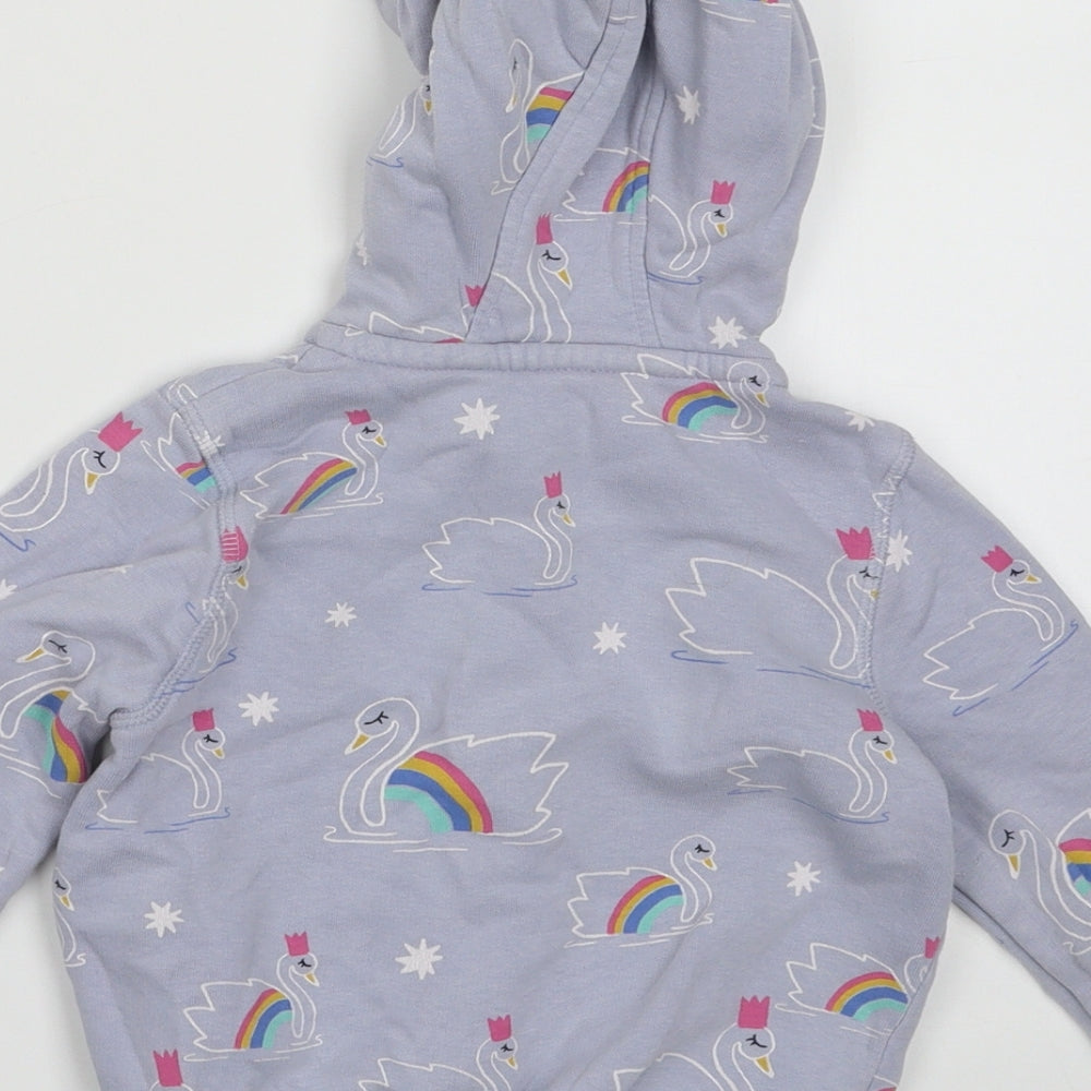 Marks and Spencer Girls Pink Geometric Cotton Full Zip Hoodie Size 2-3 Years  Zip - Swan Print