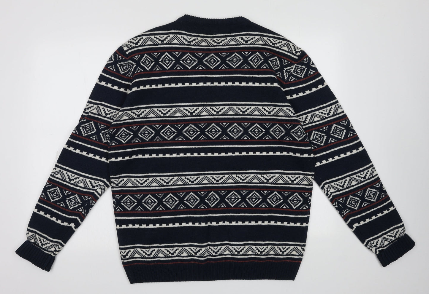M&Co Mens Blue Geometric Acrylic Pullover Sweatshirt Size M