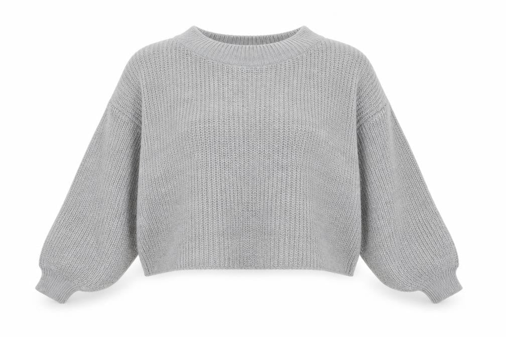 Cameo Rose Womens Grey High Neck Acrylic Pullover Jumper Size M - cropped