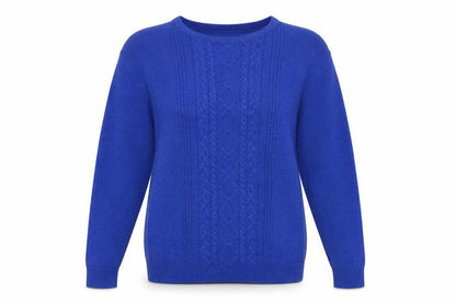 EWM Womens Blue Crew Neck Argyle/Diamond Acrylic Pullover Jumper Size S