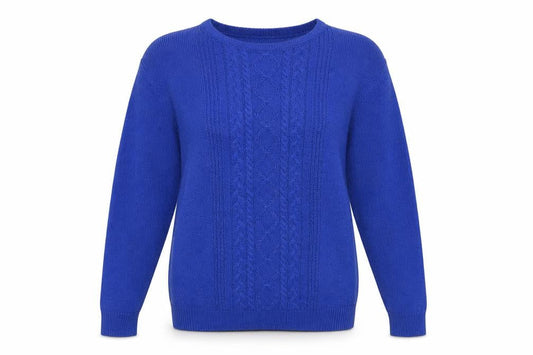 EWM Womens Blue Crew Neck Argyle/Diamond Acrylic Pullover Jumper Size S