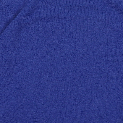 EWM Womens Blue Crew Neck Argyle/Diamond Acrylic Pullover Jumper Size S
