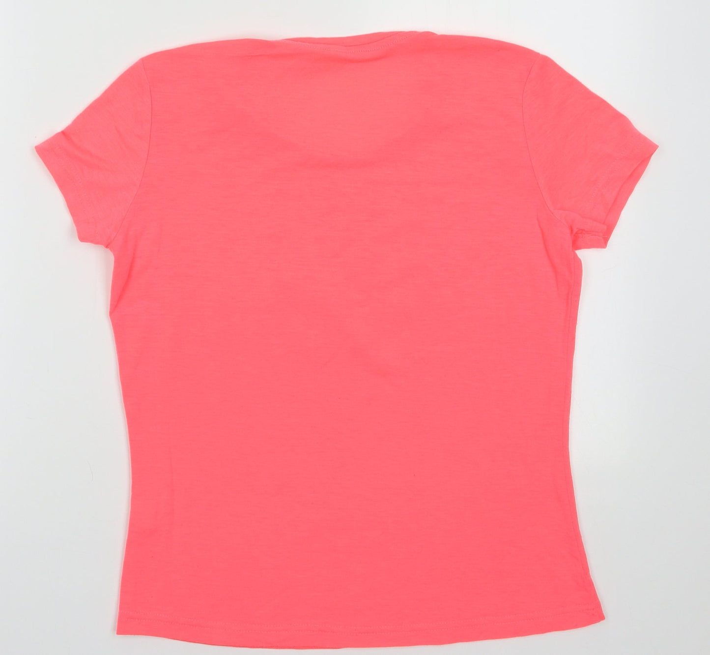 Preworn Womens Pink  Polyester Basic T-Shirt Size S Crew Neck - heart print