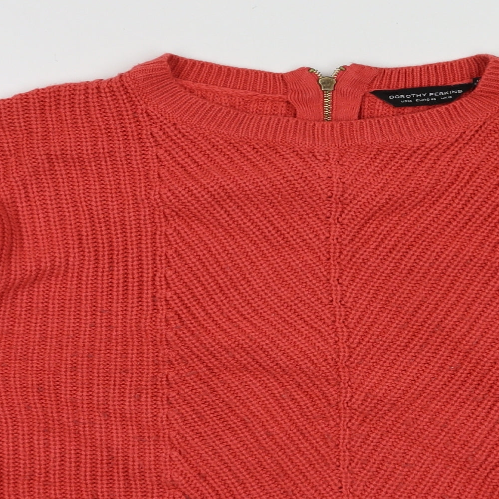 Dorothy Perkins Womens Pink Crew Neck  Acrylic Pullover Jumper Size 18