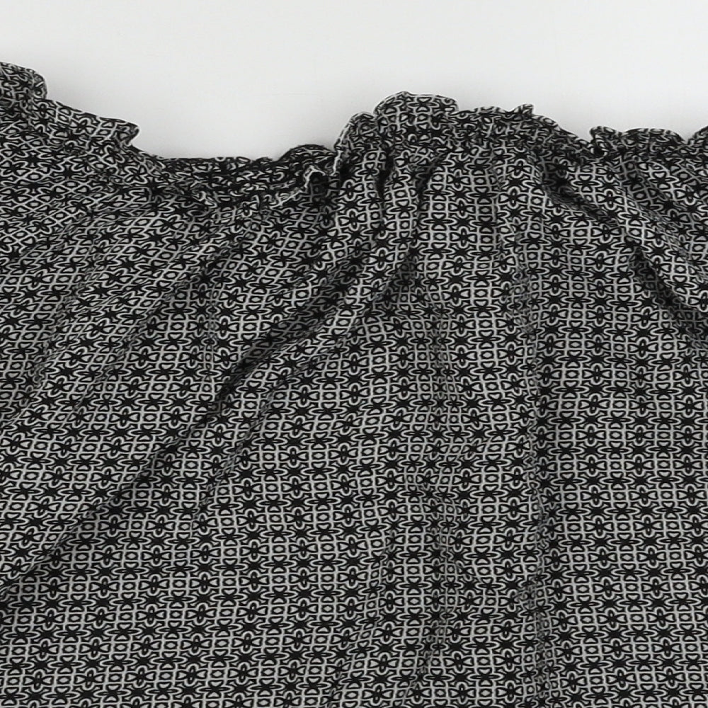 Primark Womens Black Geometric Polyester Basic Blouse Size 8 Off the Shoulder