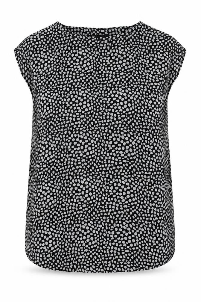 New Look Womens Black Animal Print Polyester Basic Tank Size 8 Crew Neck
