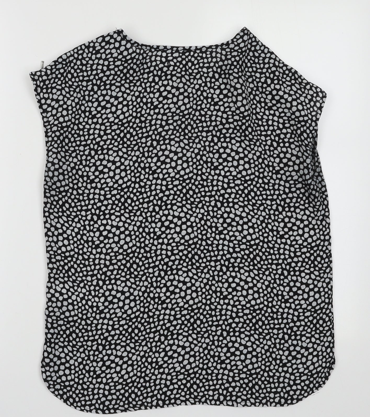 New Look Womens Black Animal Print Polyester Basic Tank Size 8 Crew Neck
