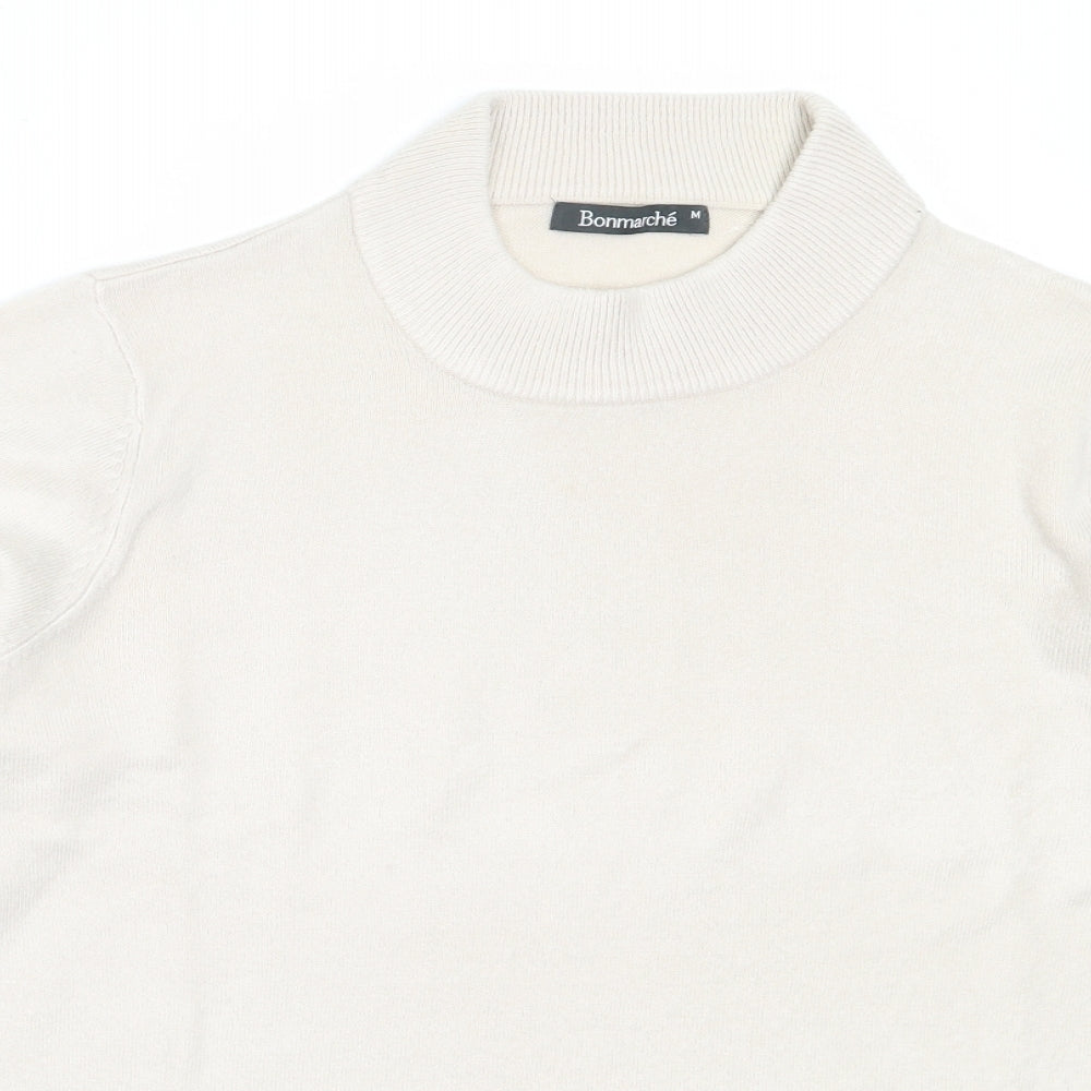 Bonmarché Womens Beige High Neck  Acrylic Pullover Jumper Size M