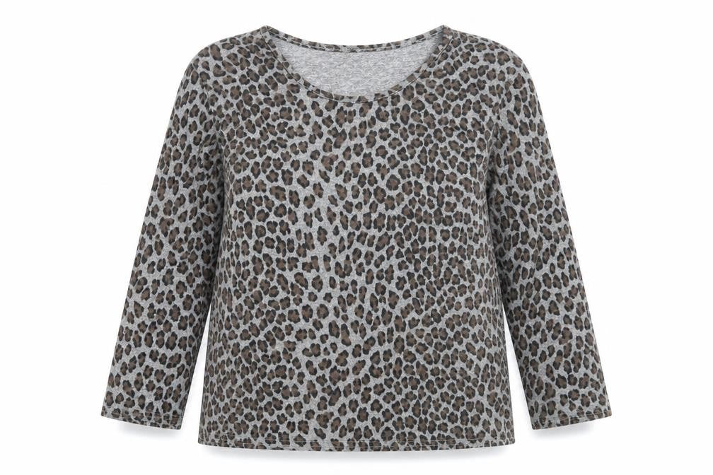 Autonomy Womens Grey Round Neck Animal Print Polyester Pullover Jumper Size S