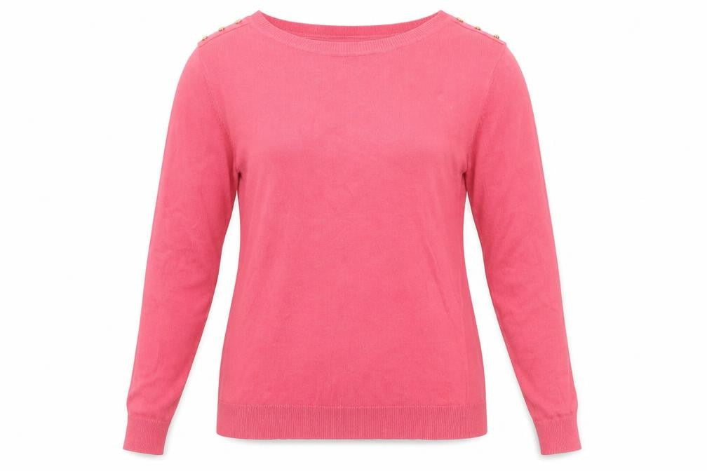 TEX Womens Pink Round Neck  Cotton Pullover Jumper Size L