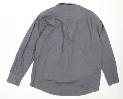 Taylor & Wright Mens Grey  Cotton  Button-Up Size 17 Collared