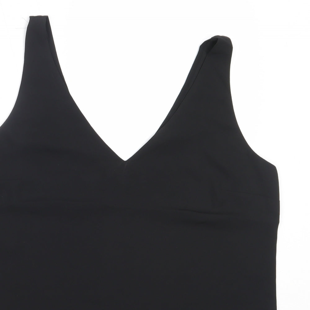 Preworn Womens Black  Polyester Basic Blouse Size 12 V-Neck