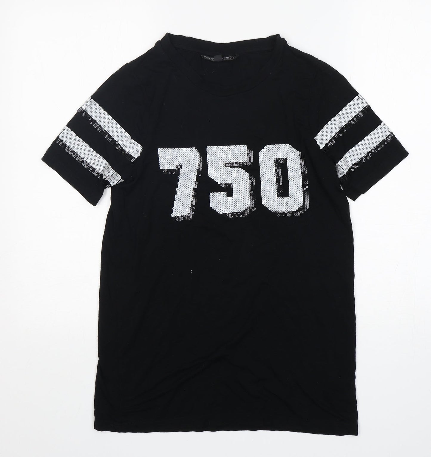 New Look Womens Black  Viscose Basic T-Shirt Size 4 Round Neck