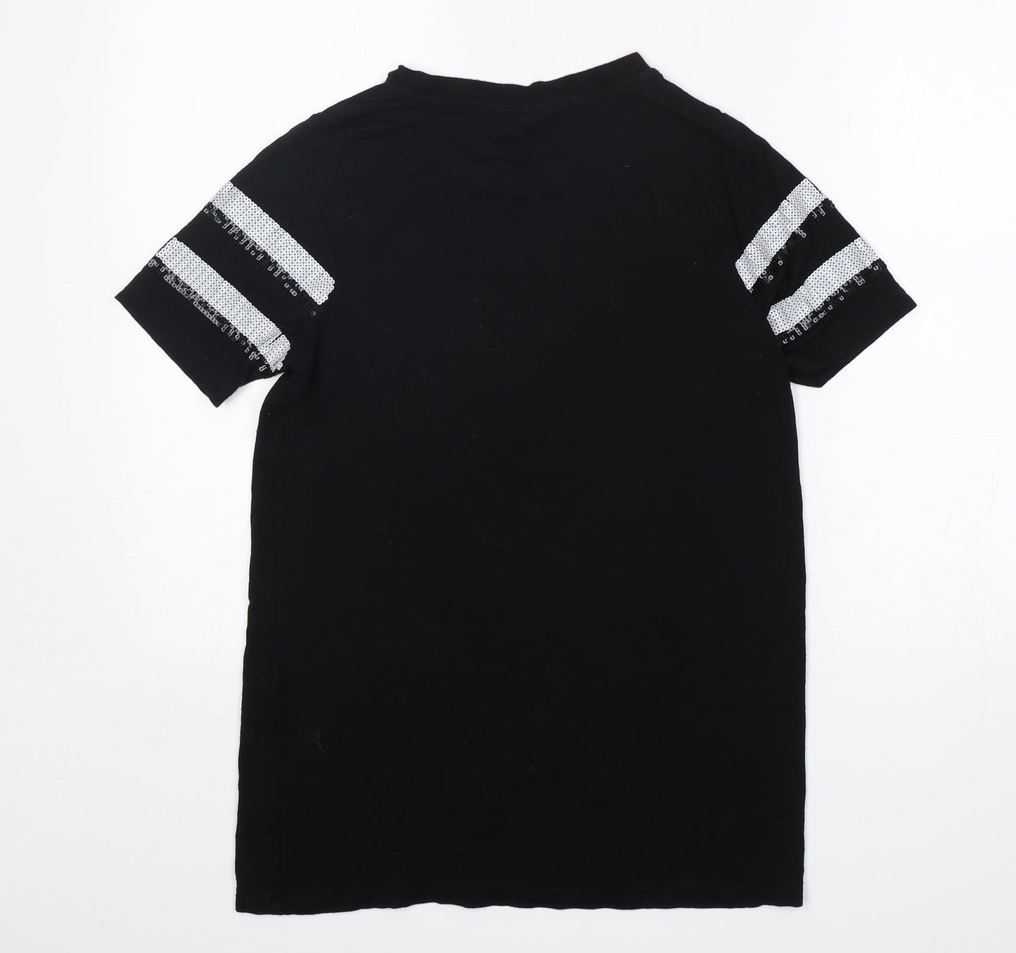 New Look Womens Black  Viscose Basic T-Shirt Size 4 Round Neck