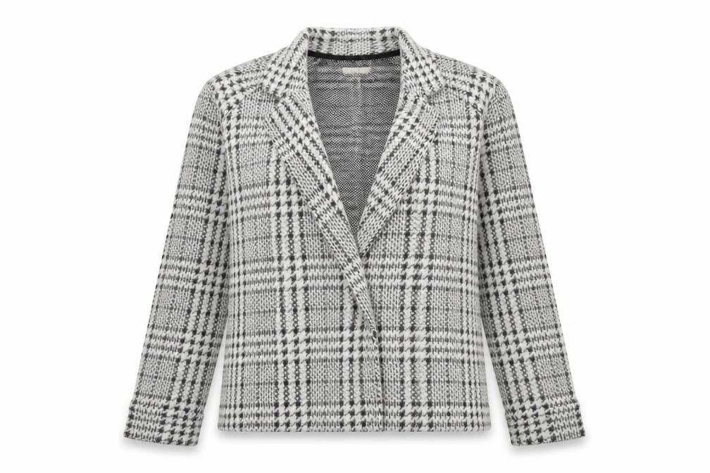 NEXT Womens Grey Check Acrylic Jacket Blazer Size 12