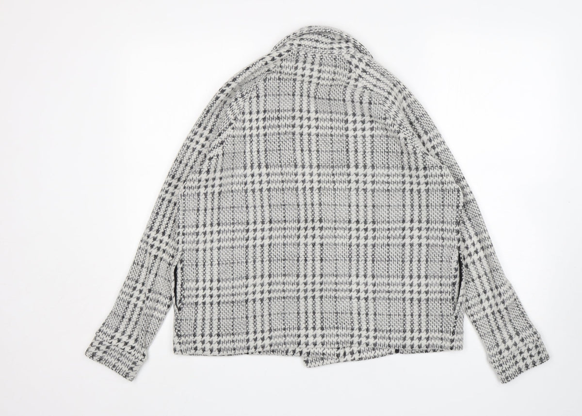 NEXT Womens Grey Check Acrylic Jacket Blazer Size 12