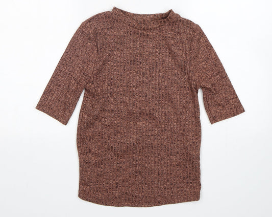 Primark Womens Brown Round Neck  Polyester Pullover Jumper Size XS