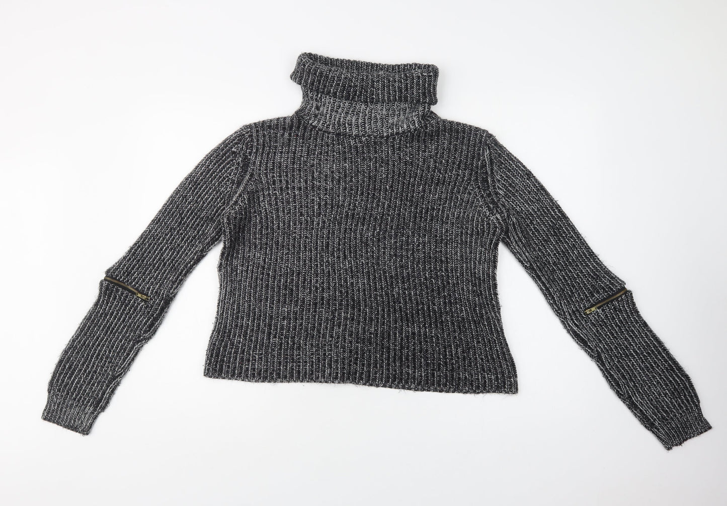 TALLY WEiJL Womens Grey Roll Neck  Acrylic Pullover Jumper Size L