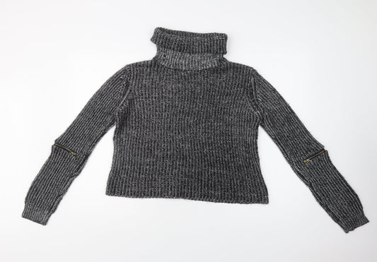 TALLY WEiJL Womens Grey Roll Neck  Acrylic Pullover Jumper Size L