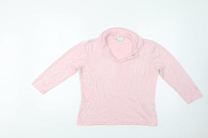 Preloved BHS Womens Pink Collared  Acrylic Pullover Jumper Size 16 - Front