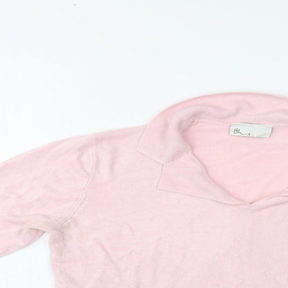 Preloved BHS Womens Pink Collared  Acrylic Pullover Jumper Size 16 - Detail