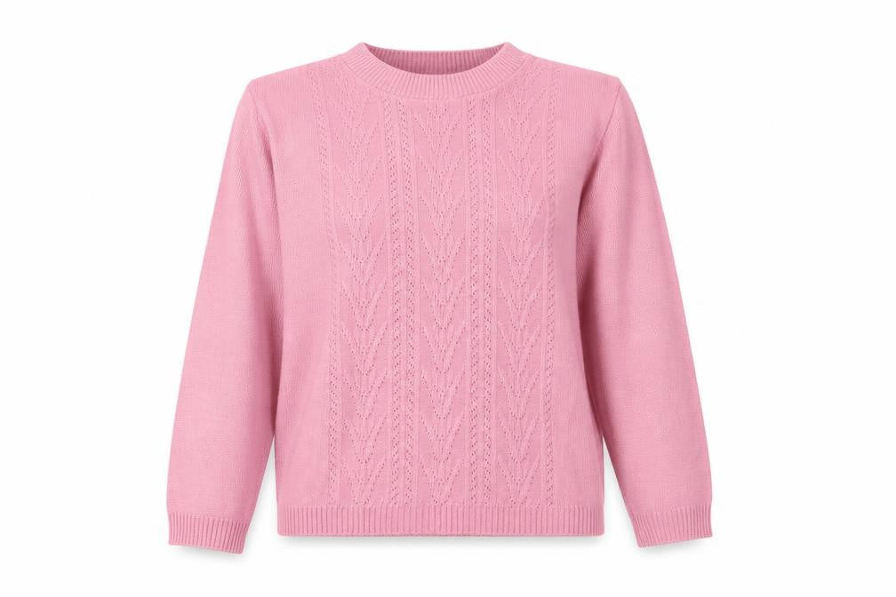 In Stitches  Womens Pink Crew Neck  Acrylic Pullover Jumper Size L